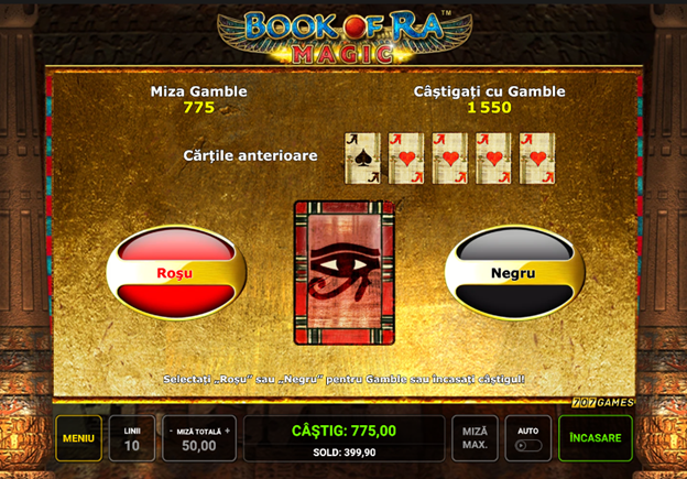 Optiunile de pariere la dublaj la jocul de cazinou online Book of Ra Magic