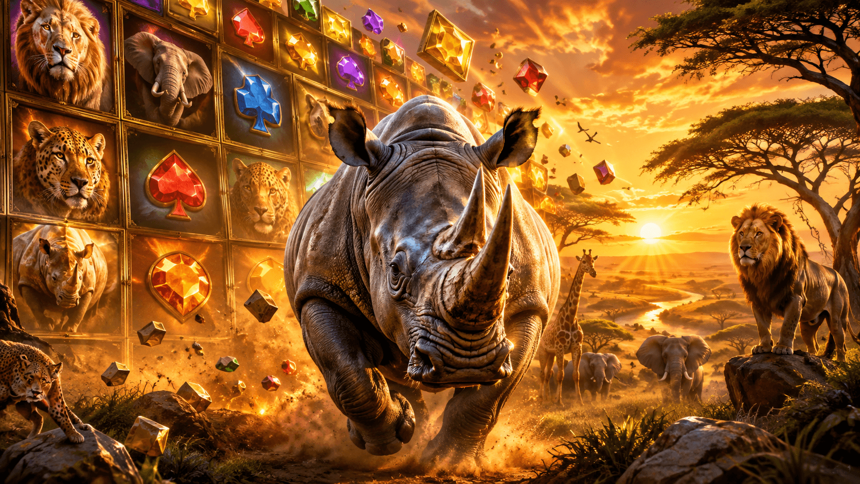 Great Rhino Megaways. Slotul Pragmatic Play care combină safari, Megaways și potențial ridicat de câștig