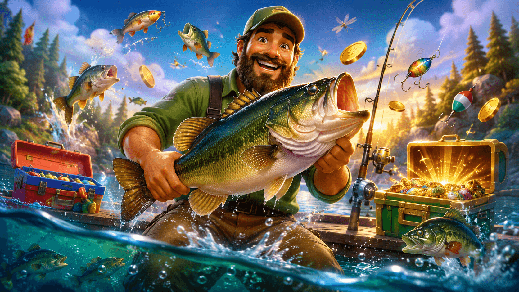 Review Big Bass Bonanza. Slotul de pescuit care a pornit fenomenul Big Bass. Free spins, pescar Wild și strategii utile
